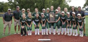 Calvary Baptist Academy Softball Team with 2024 State Champion Trophy